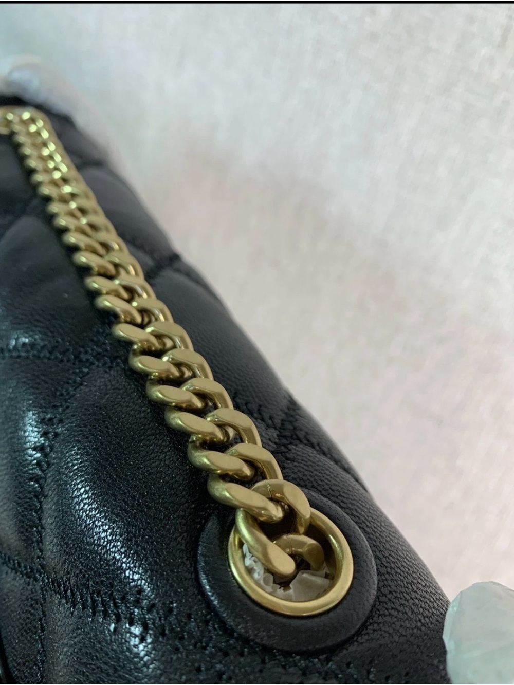 Tory Burch Black Quilted Leather Clutch with Gold Logo Medallion - Picture 5 of 9